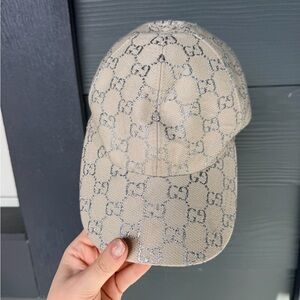 Gucci Beige Monogram Canvas Baseball Cap